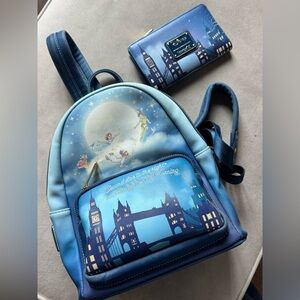 Loungefly Blue Peter Pan  Backpack and Wallet Set